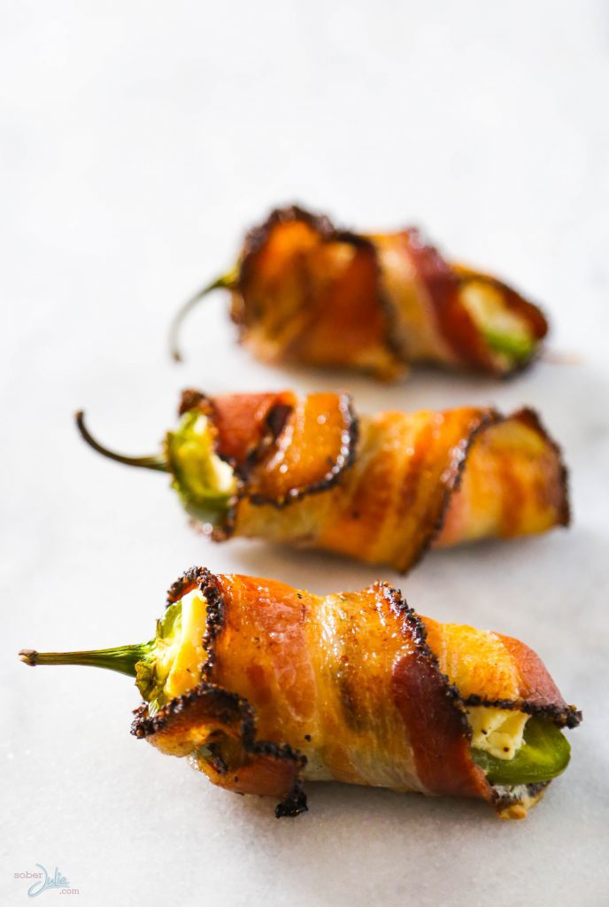 Bacon Wrapped Jalapeño Poppers by Sober Julie