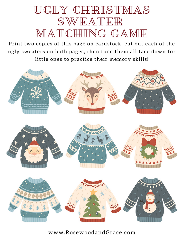 Ugly-Christmas-Sweater-Matching-Game - Rosewood and Grace